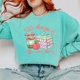 100 Days Of Coffee And Chaos Coquette Bow Book Apple Comfort Colors Sweatshirt Butter