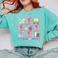 100 Days Of School Coquette Bow School Bus Pencil Books Comfort Colors Sweatshirt Butter