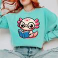 Adorable Book Lover Axolotl With Reading Glasses Cute Comfort Colors Sweatshirt Butter Adorable Book Lover Axolotl With Reading Glasses Cute Comfort Colors Sweatshirt Butter