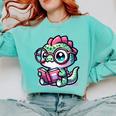 Adorable Book Lover Basilisk With Reading Glasses Cute Comfort Colors Sweatshirt Butter