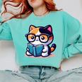 Adorable Book Lover Calico Cat With Reading Glasses Cute For Men Women Kids Comfort Colors Sweatshirt Butter Adorable Book Lover Calico Cat With Reading Glasses Cute For Men Women Kids Comfort Colors Sweatshirt Butter