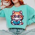 Adorable Book Lover Maine Coon Cat With Reading Glasses Cute Comfort Colors Sweatshirt Butter Adorable Book Lover Maine Coon Cat With Reading Glasses Cute Comfort Colors Sweatshirt Butter
