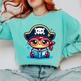 Adorable Book Lover Pirate With Reading Glasses Cute Comfort Colors Sweatshirt Butter