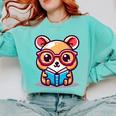 Adorable Book Lover Quokka With Reading Glasses Cute Comfort Colors Sweatshirt Butter