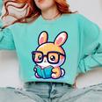 Adorable Book Lover Rabbit With Reading Glasses Cute Premium Comfort Colors Sweatshirt Butter Adorable Book Lover Rabbit With Reading Glasses Cute Premium Comfort Colors Sweatshirt Butter