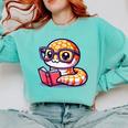 Adorable Book Lover Rattlesnake With Reading Glasses Cute Comfort Colors Sweatshirt Butter Adorable Book Lover Rattlesnake With Reading Glasses Cute Comfort Colors Sweatshirt Butter