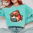 Adorable Book Lover Salmon With Reading Glasses Cute Comfort Colors Sweatshirt Butter Adorable Book Lover Salmon With Reading Glasses Cute Comfort Colors Sweatshirt Butter