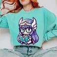Adorable Book Lover Valkyrie With Reading Glasses Cute Comfort Colors Sweatshirt Butter