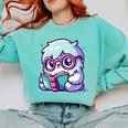 Adorable Book Lover Yeti With Reading Glasses Cute Comfort Colors Sweatshirt Butter Adorable Book Lover Yeti With Reading Glasses Cute Comfort Colors Sweatshirt Butter