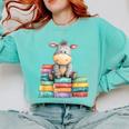 Adorable Donkey With Heart Sitting On Colorful Book Stack Comfort Colors Sweatshirt Butter Adorable Donkey With Heart Sitting On Colorful Book Stack Comfort Colors Sweatshirt Butter