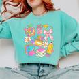 Apple Disco Pencil Books Bow Teacher Student Back To School Comfort Colors Sweatshirt Butter
