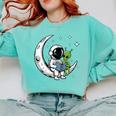 Astronaut Reading Book To Alien Moon Space Astronomy Comfort Colors Sweatshirt Butter