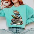Bearded Dragon Reading Books Matching Bookworm Librarian Comfort Colors Sweatshirt Butter