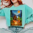 Bigfoot And Alien Reading Books Campfire Halloween Comfort Colors Sweatshirt Butter