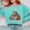 Bigfoot Reading a Cookbook Comfort Colors Sweatshirt Butter