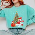 Book Christmas Tree Bookworm Gingerbread Man Snowman Reading Comfort Colors Sweatshirt Butter