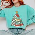 Book Christmas Tree For Librarians Book Lovers Comfort Colors Sweatshirt Butter