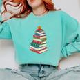 Book Christmas Tree Book Lover Teacher Librarian Men Women Comfort Colors Sweatshirt Butter