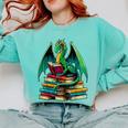 Book Dragon Reading Books Comfort Colors Sweatshirt Butter