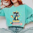 Book Lover Chibi Dragon With Big Red Glasses Bookworm Comfort Colors Sweatshirt Butter
