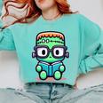 Book Lover Frankenstein's Monster With Reading Glasses Comfort Colors Sweatshirt Butter Book Lover Frankenstein's Monster With Reading Glasses Comfort Colors Sweatshirt Butter