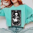 Book Lover The Reader Tarot Card Skeleton Reading Comfort Colors Sweatshirt Butter