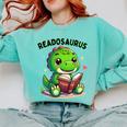 Book Lover Reading Dinosaur Readosaurus Library Comfort Colors Sweatshirt Butter
