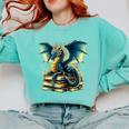 Book Lover Reading Fantasy Dragon Comfort Colors Sweatshirt Butter