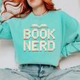 Book Nerd Retro Pixel Reading Librarian Aesthetic Comfort Colors Sweatshirt Butter