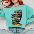 Book Women Graphic Art Colorful Eyes Comfort Colors Sweatshirt Butter