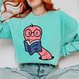 Book Worm Pun Read Reading Librarian America Men Women Kids Comfort Colors Sweatshirt Butter