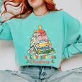 All Booked For Christmas Book Lovers Xmas Tree Lights Comfort Colors Sweatshirt Butter