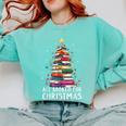 All Booked For Christmas Book Christmas Tree Lights Comfort Colors Sweatshirt Butter