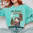 All Booked For Christmas Cute Bookish Cat Lover Comfort Colors Sweatshirt Butter