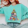 All Booked For Christmas Teacher Reading Student Bookworm Comfort Colors Sweatshirt Butter