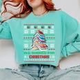 All Booked For Christmas Tree Book Ugly Christmas Sweatshirt Comfort Colors Sweatshirt Butter