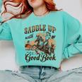 Bookish Retro Western Cowgirl Texas Book Lover Novel Reader Comfort Colors Sweatshirt Butter