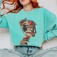 Books Lover Women Art Colorful Drawing Graphic Books Comfort Colors Sweatshirt Butter
