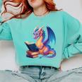 Bookworm Book Lover Women Girls Dragon Reading Comfort Colors Sweatshirt Butter