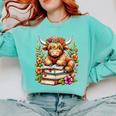 Bookworm Cute Highland Cow Reading Book Comfort Colors Sweatshirt Butter