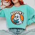 BOOOKS Cute Ghost Reading Books Halloween Comfort Colors Sweatshirt Butter