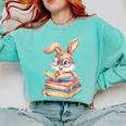 Bunny Rabbit Reading Books Rabbit Books Bunny Reader Comfort Colors Sweatshirt Butter