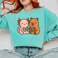 Capybara Axolotl Kawaii Kids Anime Book Lover Reading Comfort Colors Sweatshirt Butter Capybara Axolotl Kawaii Kids Anime Book Lover Reading Comfort Colors Sweatshirt Butter