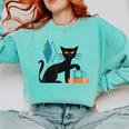 Cat Midcentury With Book And Coffee Atomic Age Mid Century Comfort Colors Sweatshirt Butter Cat Midcentury With Book And Coffee Atomic Age Mid Century Comfort Colors Sweatshirt Butter