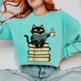 Cat Reading Book Comfort Colors Sweatshirt Butter