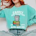 Cats And Books Read Reading Librarian Book Across America Comfort Colors Sweatshirt Butter