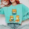 Cats Reading Book Lover Reading Bookworm Reader Comfort Colors Sweatshirt Butter