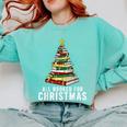 Christmas Book Tree All Booked For Xmas Comfort Colors Sweatshirt Butter