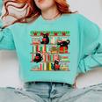 Christmas Cat Santa Bookshelves Book Lover Reader Comfort Colors Sweatshirt Butter