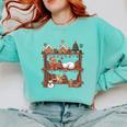Christmas Cats Bookshelf Gingerbread Comfort Colors Sweatshirt Butter